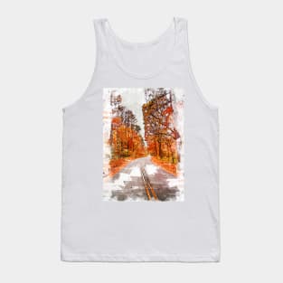 Scenic Autumn Drive Marker Sketch Tank Top